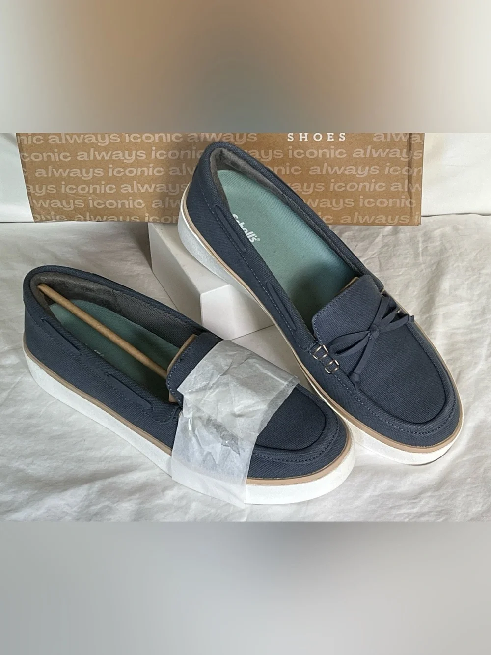 Dr Scholls Madison Sea Navy Blue Platform Sz 10 BNWB